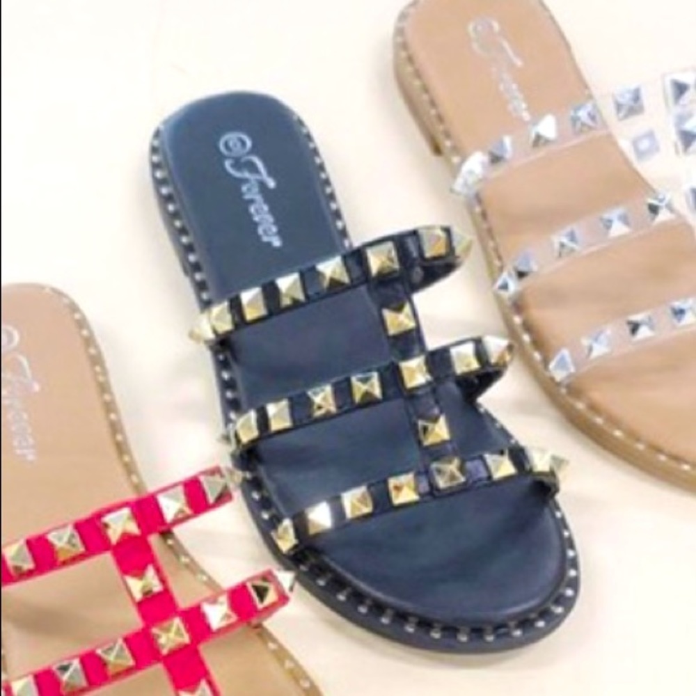Size 8.5 BLACK studded sandals